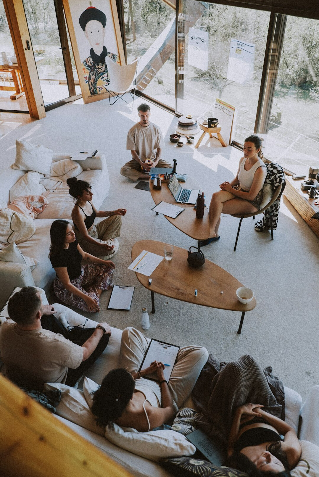 group of people in discussion circle